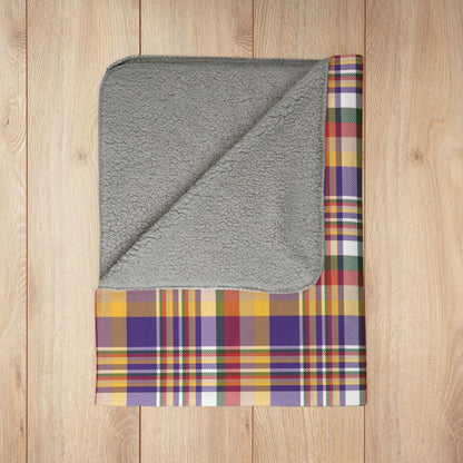 Christmas Purple & Gold Minneapolis MN Plaid Fleece Sherpa Blanket