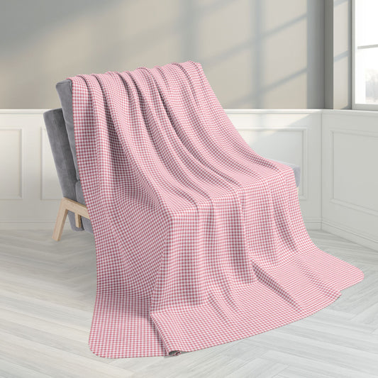 60" × 80" Grey Pink & White Gingham Fleece Sherpa Blanket