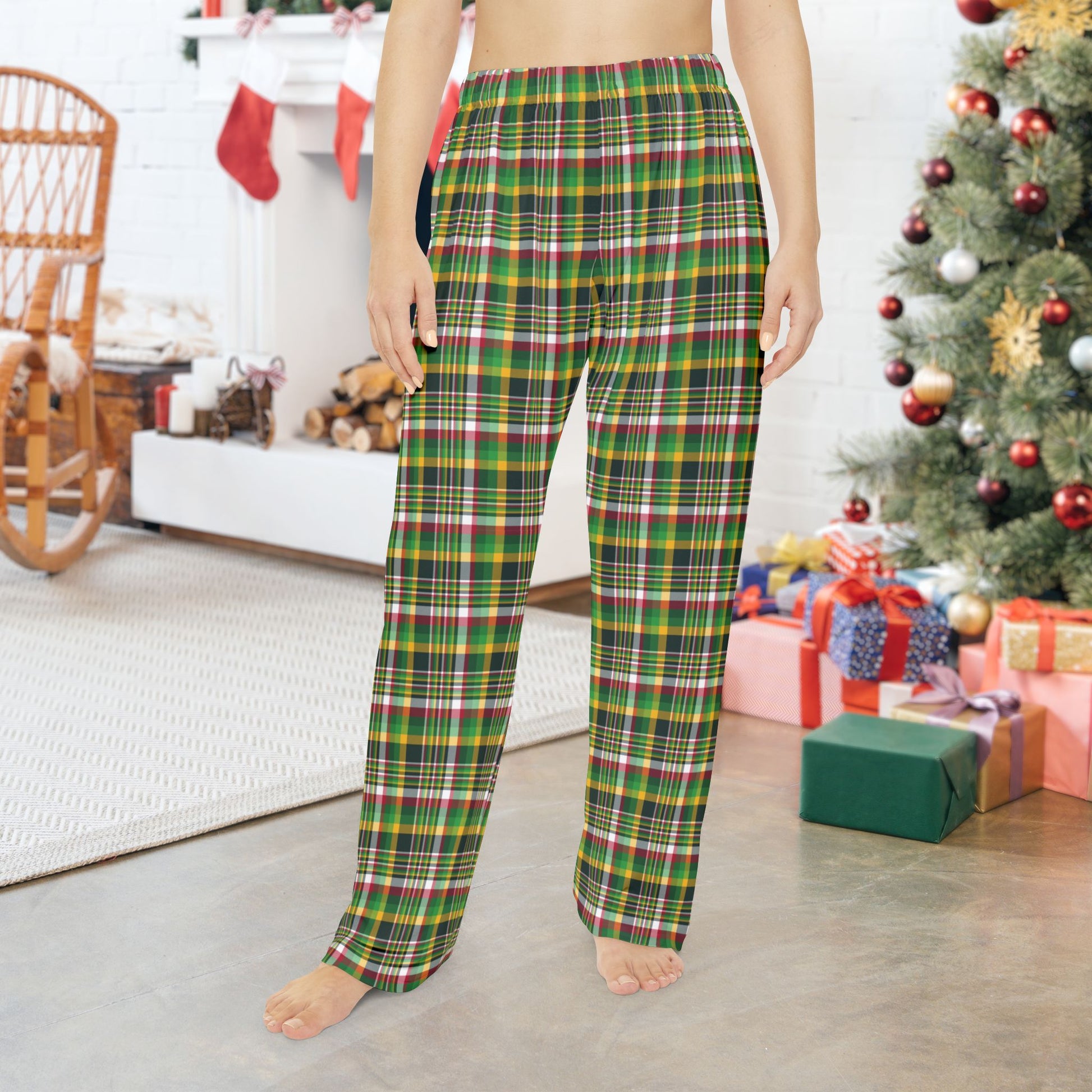 Women’s Christmas Green and Gold Green Bay WI Plaid Pajama Pants