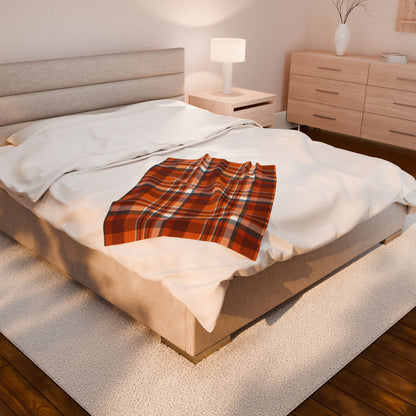 Autumn Blue Plaid Velveteen Plush Blanket