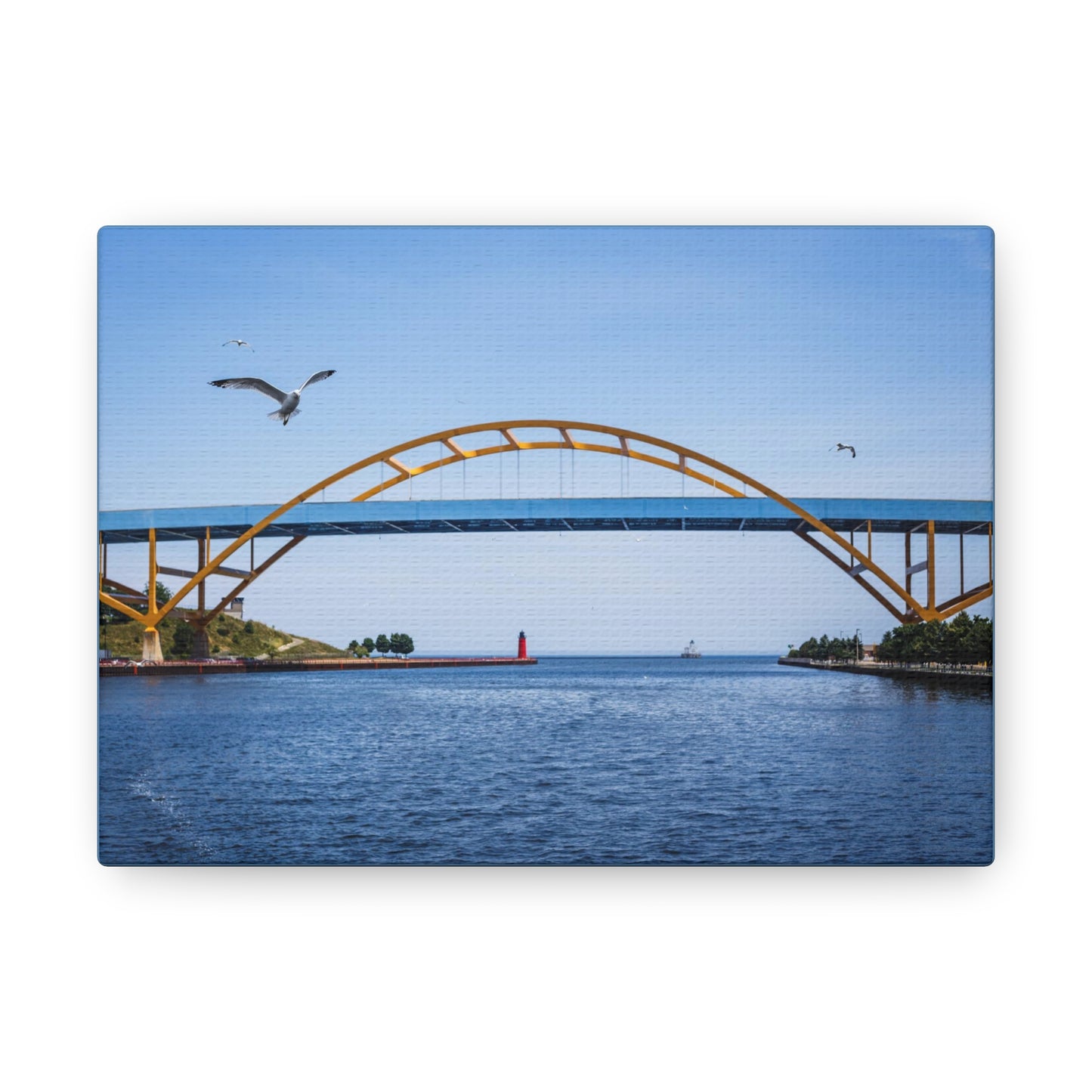 Milwaukee, Wisconsin's Hoan Bridge et mouettes, photographie sur toile, art mural
