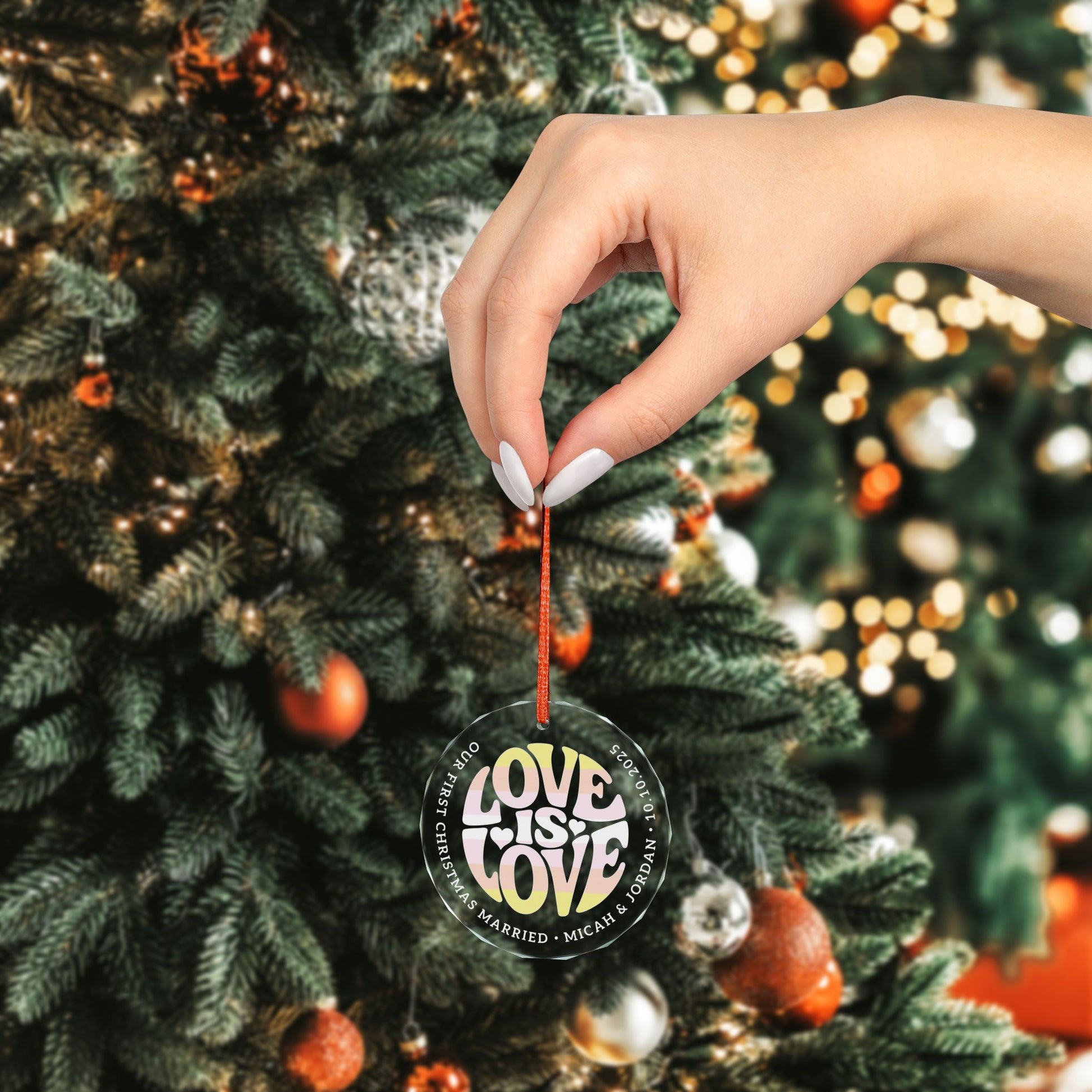 Custom Crystal Love is Love Pangender Pride 3" Circle Ornament