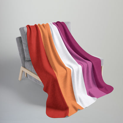 Lesbian Sunset Pride Flag Fleece Sherpa Blanket