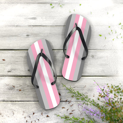L Black sole Demigirl Pride Flip Flops
