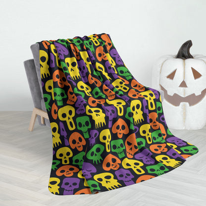 60" × 80" Halloween Skulls Fleece Sherpa Blanket