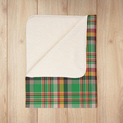 Kwanzaa Plaid Fleece Sherpa Blanket