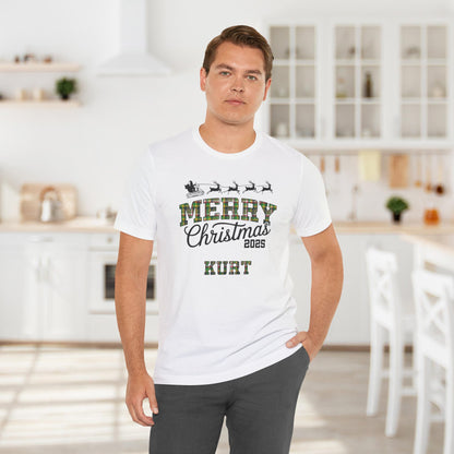 Custom Christmas Green and Gold Green Bay WI Plaid Tee or Pajama Top