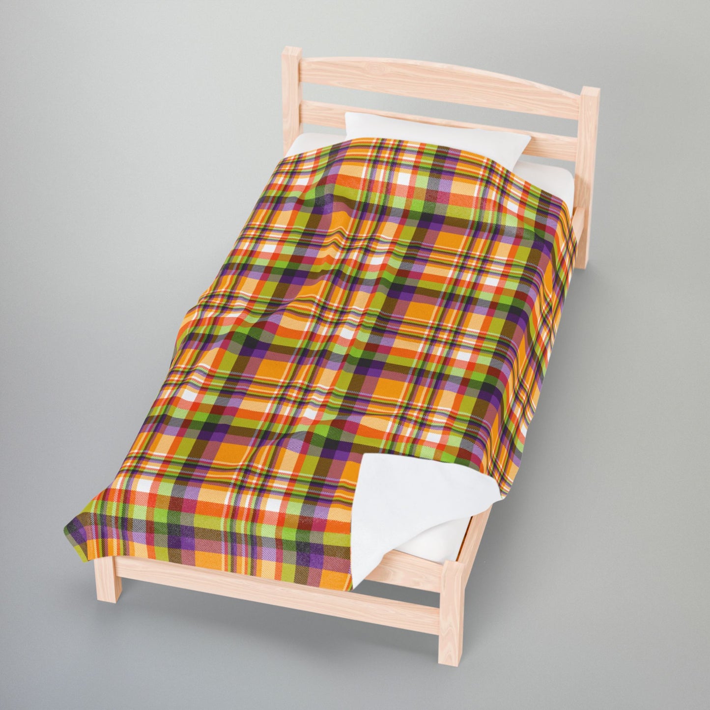Halloween Colors Plaid Velveteen Plush Blanket