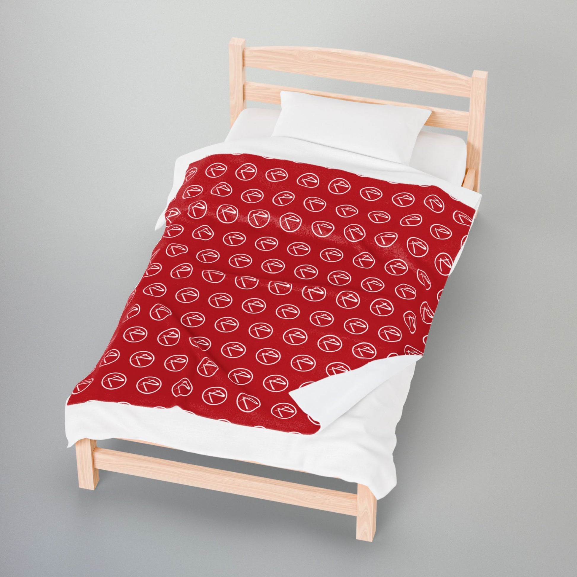 White Rambler Logo Red Velveteen Plush Blanket