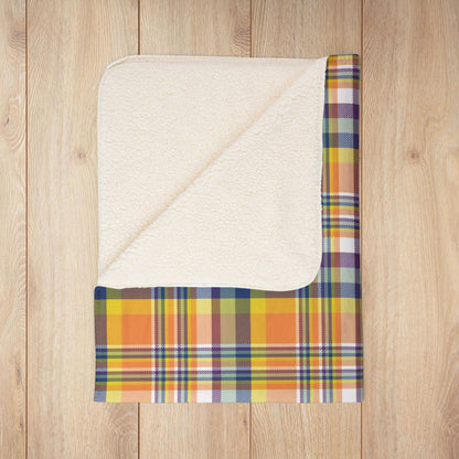 Orange, Yellow, Blue & Purple Doswell VA Plaid Fleece Sherpa Blanket