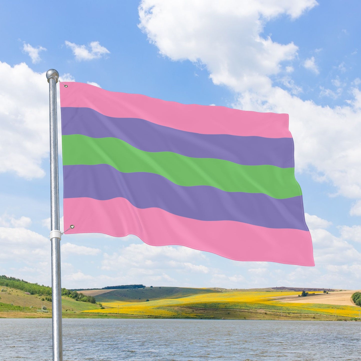 Trigender Double-Sided Pride Flag with Grommets
