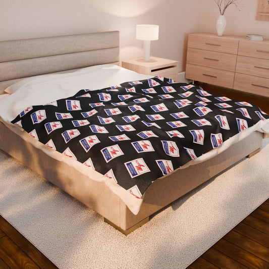 Velveteen Plush AMC American Motors Square Logo Black Blanket