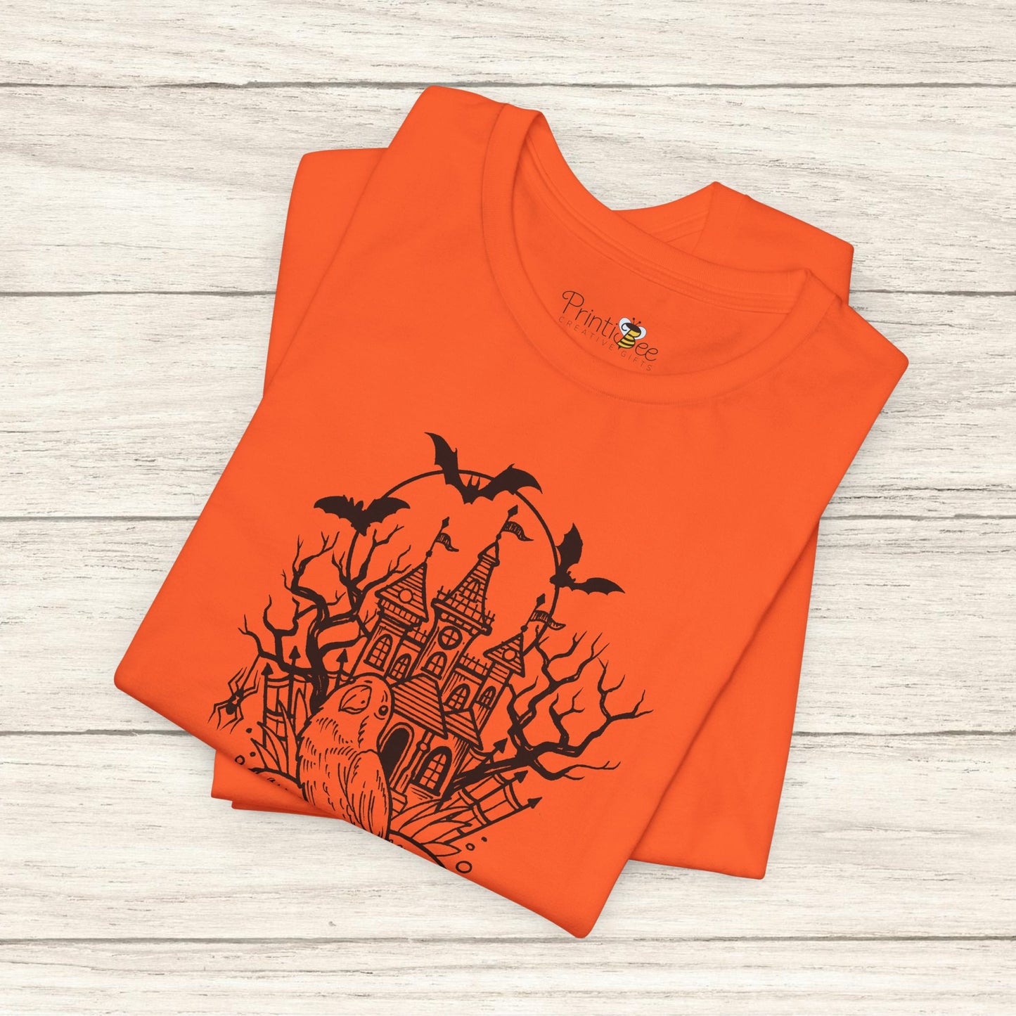 Lovebird on a Spell Book by a Haunted House, Line Art Tee