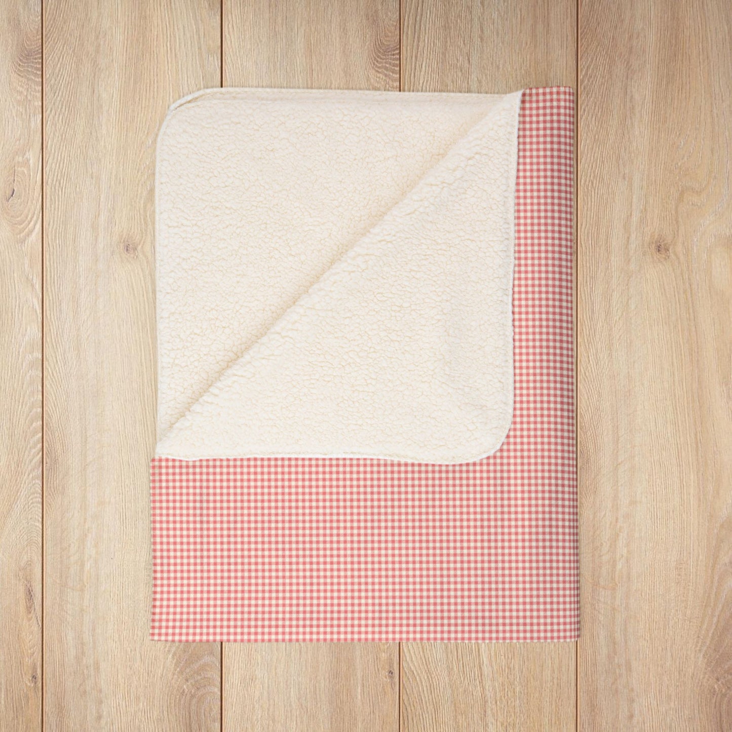 Strawberry & Cream Gingham Fleece Sherpa Blanket