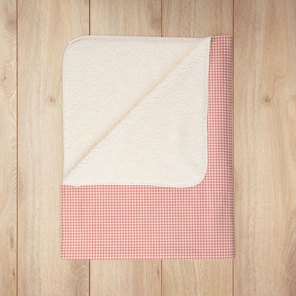 Strawberry & Cream Gingham Fleece Sherpa Blanket