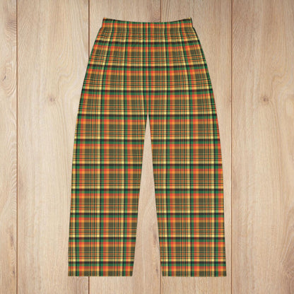 Men’s Dark Green, Orange & Gold Elysburg PA Plaid Pajama Pants