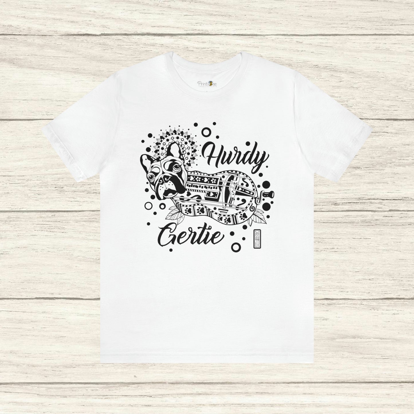 Hurdy Gertie Tee, Chemise Frenchton Dog Line Art