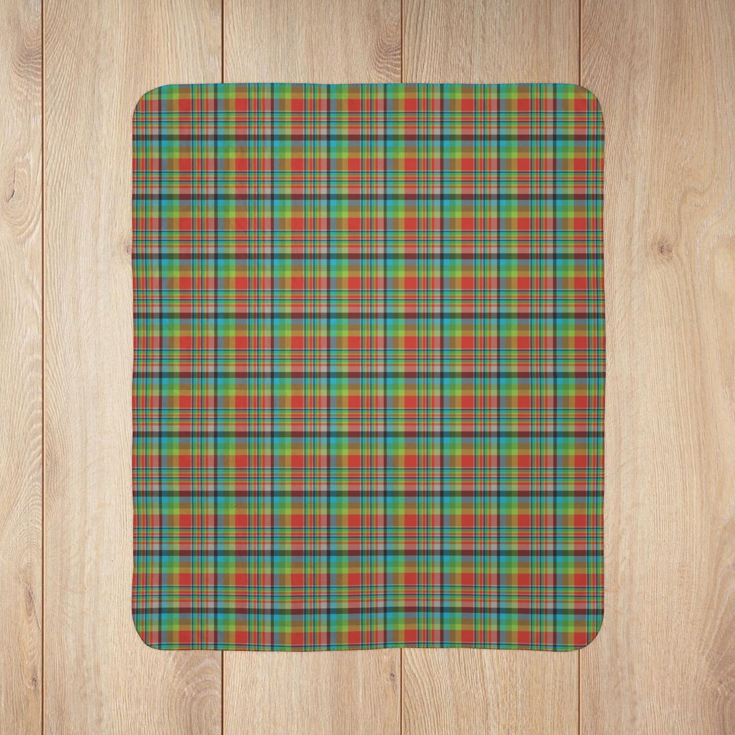 Red, Green & Blue Ohio Plaid Fleece Sherpa Blanket