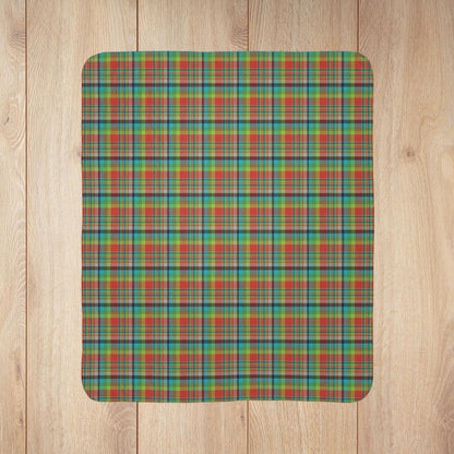 Red, Green & Blue Ohio Plaid Fleece Sherpa Blanket