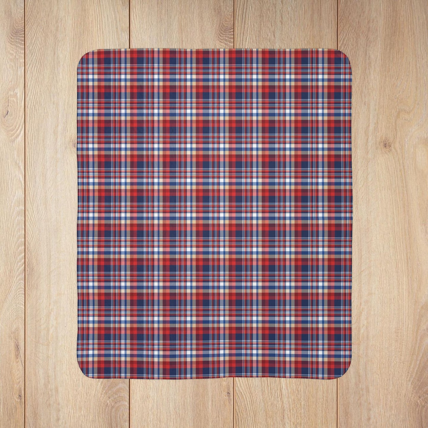 Blue, Red & White Ohio Plaid Fleece Sherpa Blanket