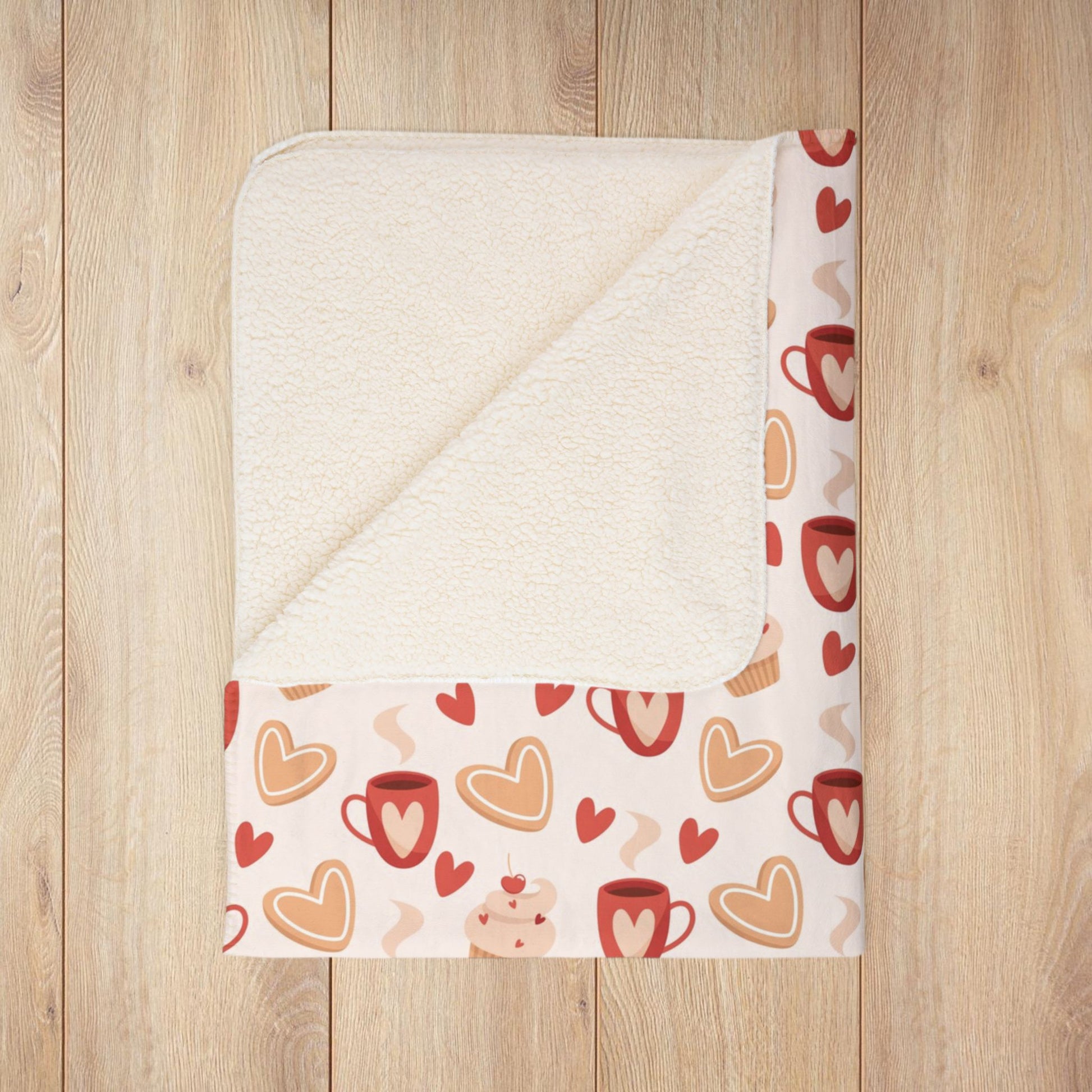 Coffee, Sweets & Hearts Valentine’s Day Fleece Sherpa Blanket