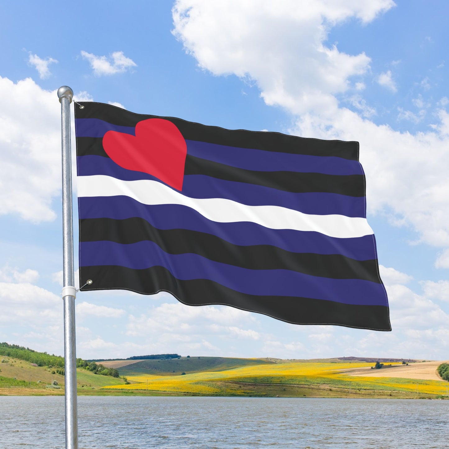 Leather Pride Flag, with Left or Right Side Grommets