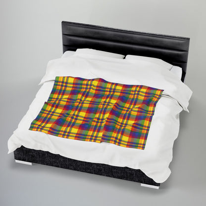 Rainbow Pride Plaid Velveteen Plush Blanket