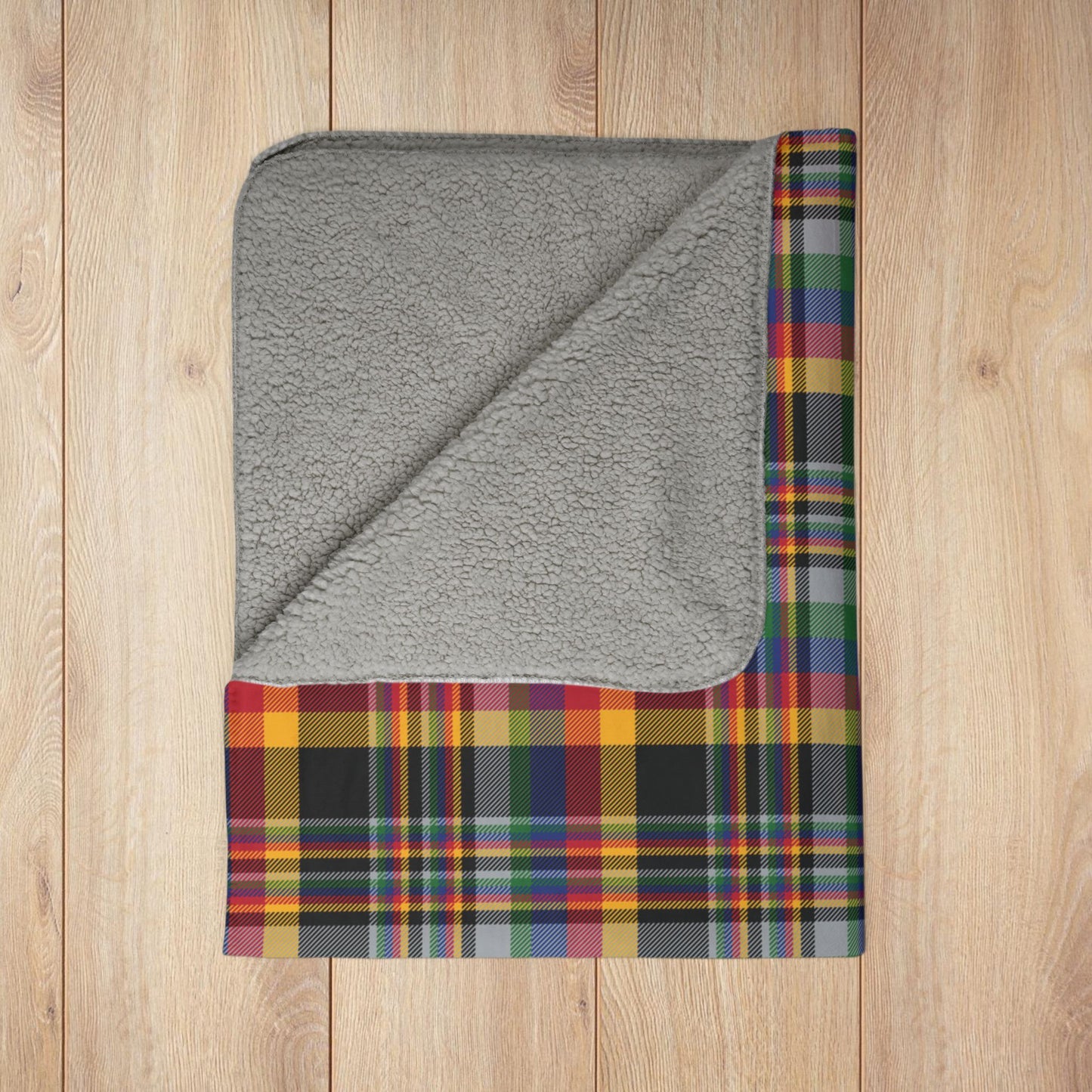 Christmas Black & Gold Pittsburgh Pgh PA Plaid Fleece Sherpa Blanket