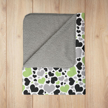 Agender Pride Valentine’s Day Hearts Fleece Sherpa Blanket