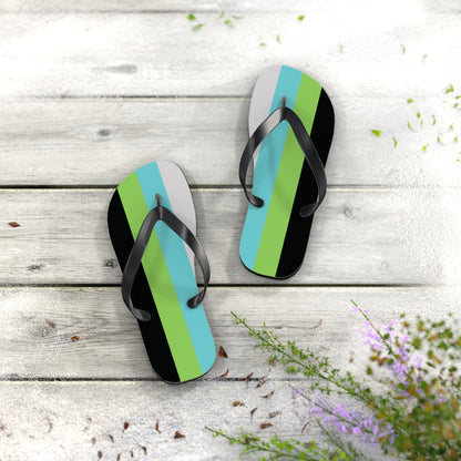 S Black sole Quoiromantic Pride Flip Flops