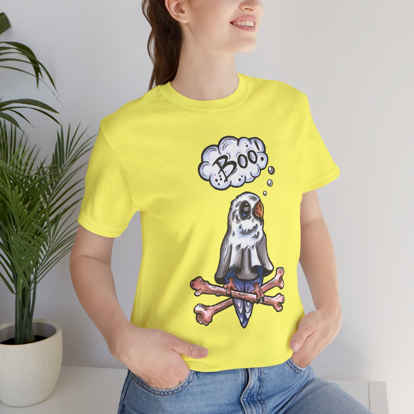 Ghost Lovebird Boo! Hand-Drawn & Hand-Colored Tee