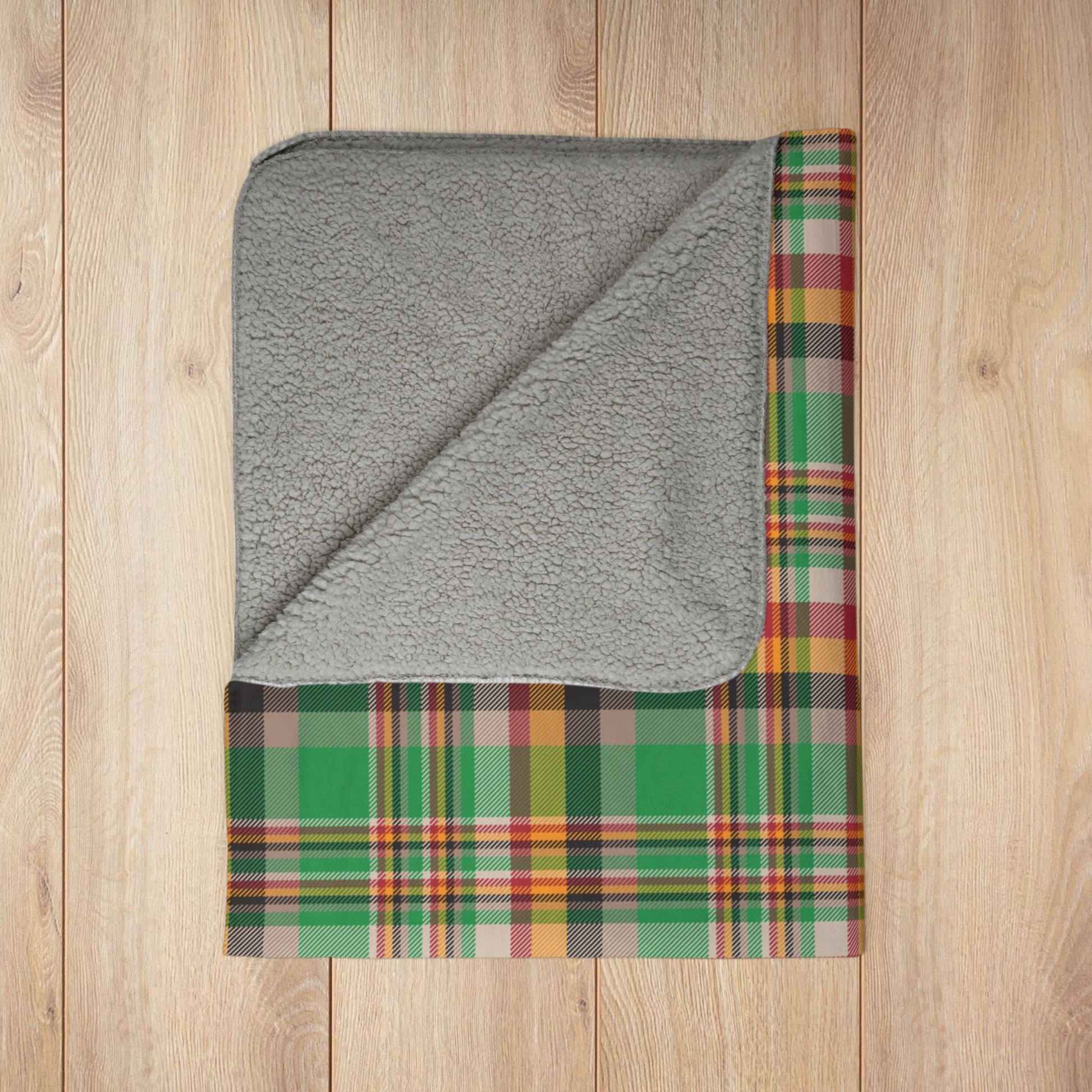 Kwanzaa Plaid Fleece Sherpa Blanket