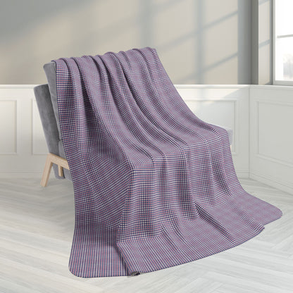 60" × 80" Grey Pink & Slate Blue Gingham Fleece Sherpa Blanket