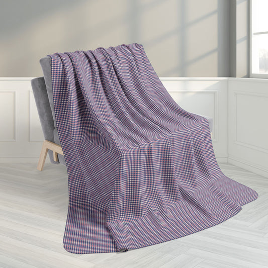 60" × 80" Grey Pink & Slate Blue Gingham Fleece Sherpa Blanket