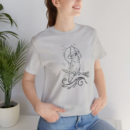 Lovebird Witch on a Broom, Line Art Tee