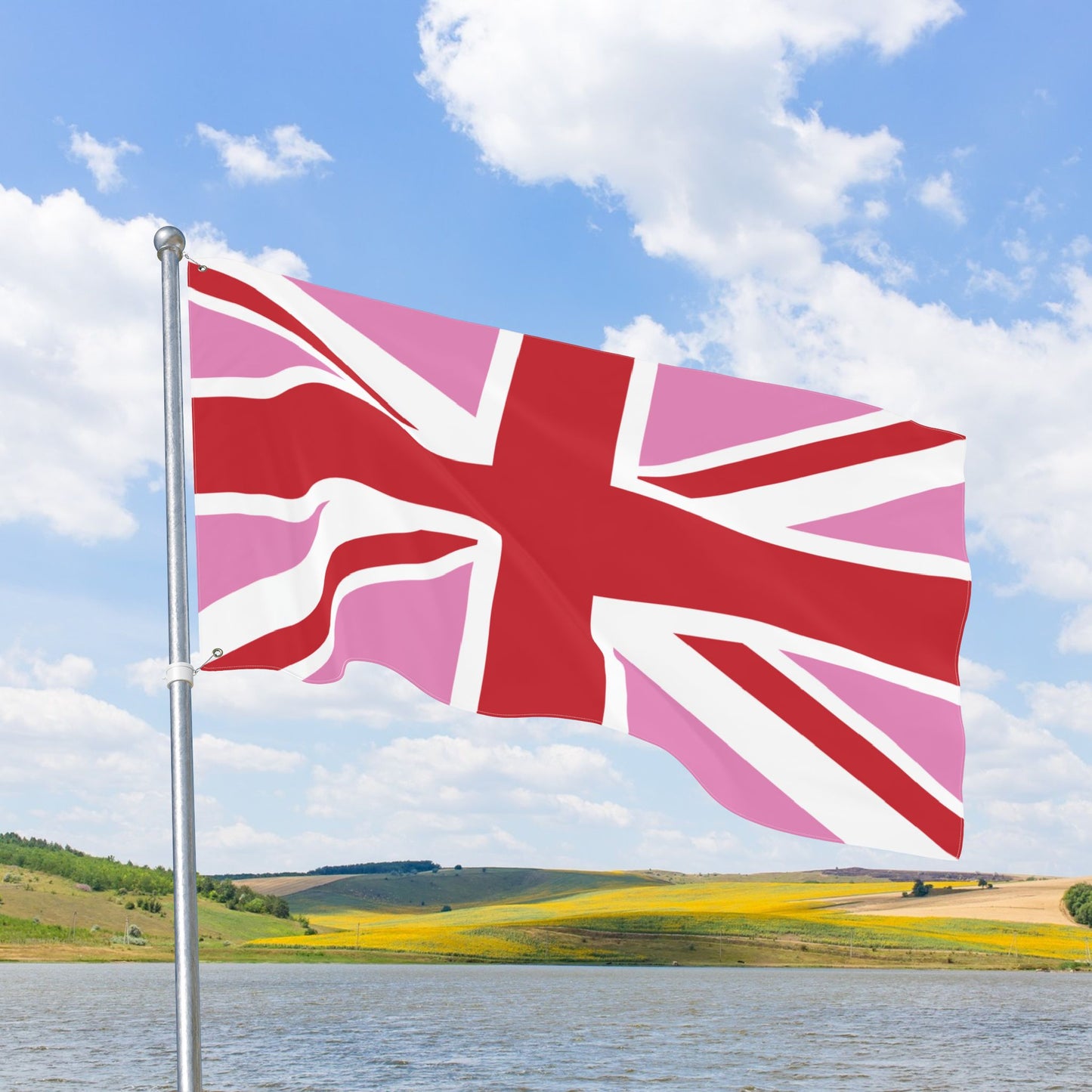 UK Pink Gay Pride Flag with Grommets