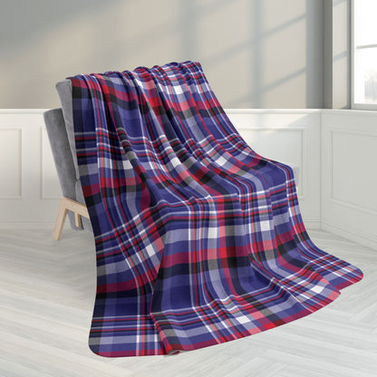 60" × 80" Grey Leather Pride Plaid Fleece Sherpa Blanket