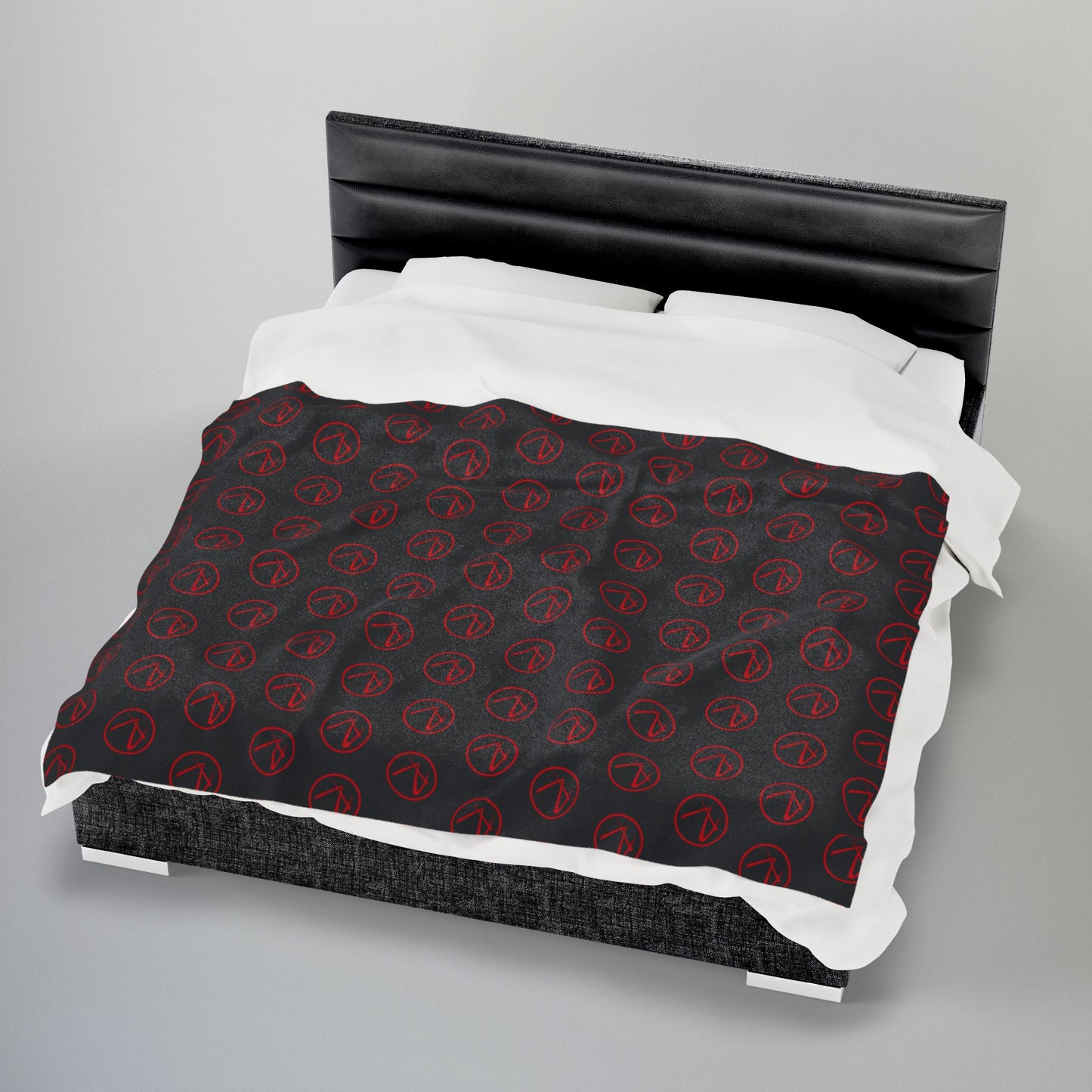 Rambler Red Logo Black Velveteen Plush Blanket