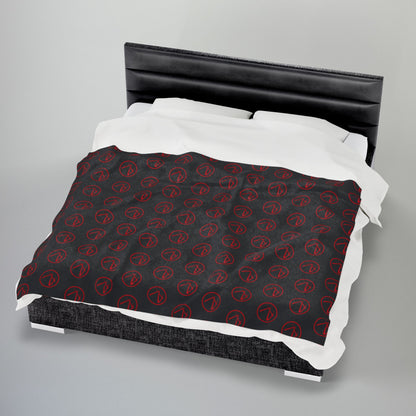 Rambler Red Logo Black Velveteen Plush Blanket