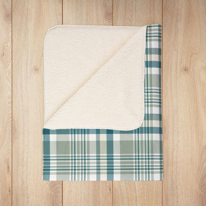 Winter Green Plaid Fleece Sherpa Blanket
