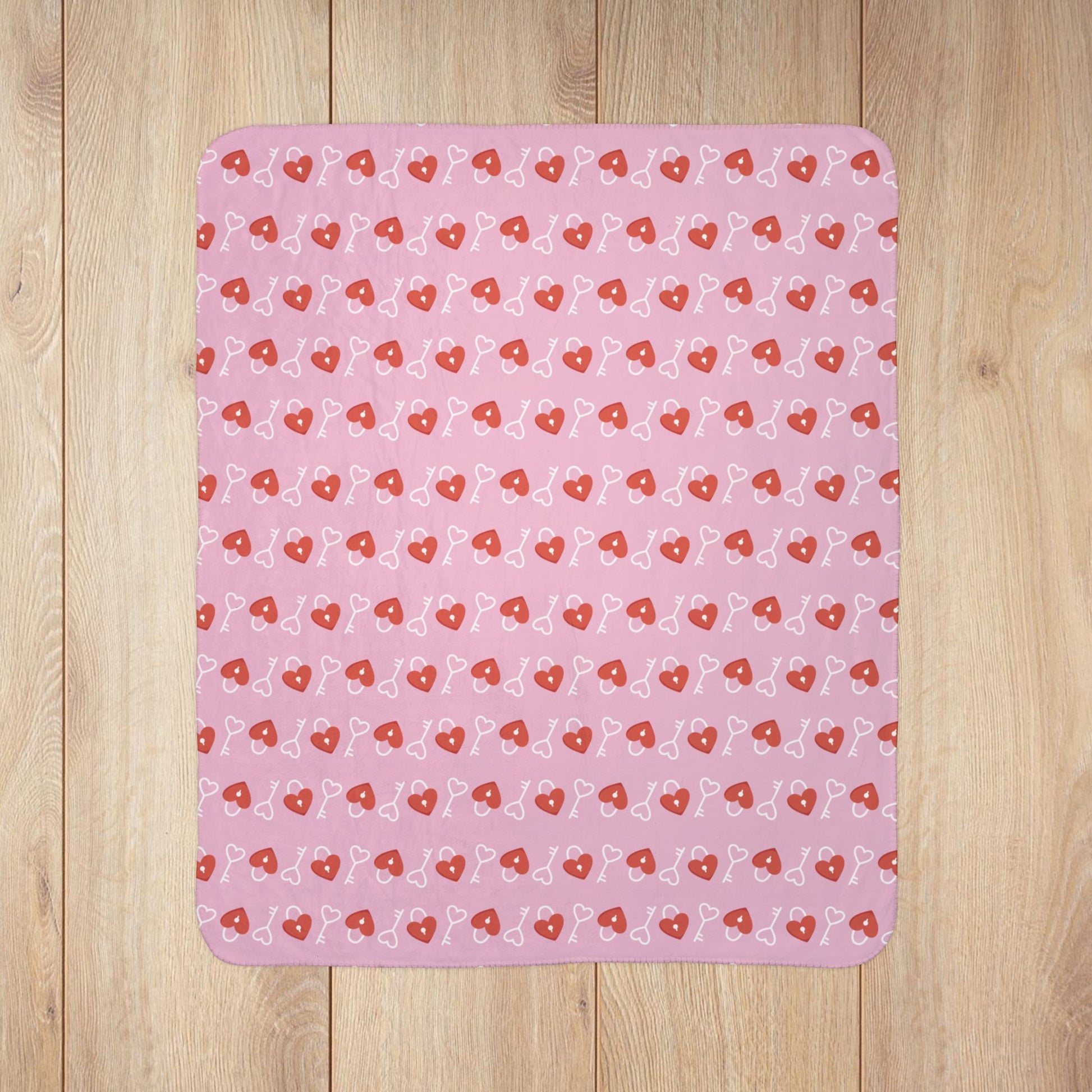 Love Hearts on Padlocks Valentine’s Day Fleece Sherpa Blanket