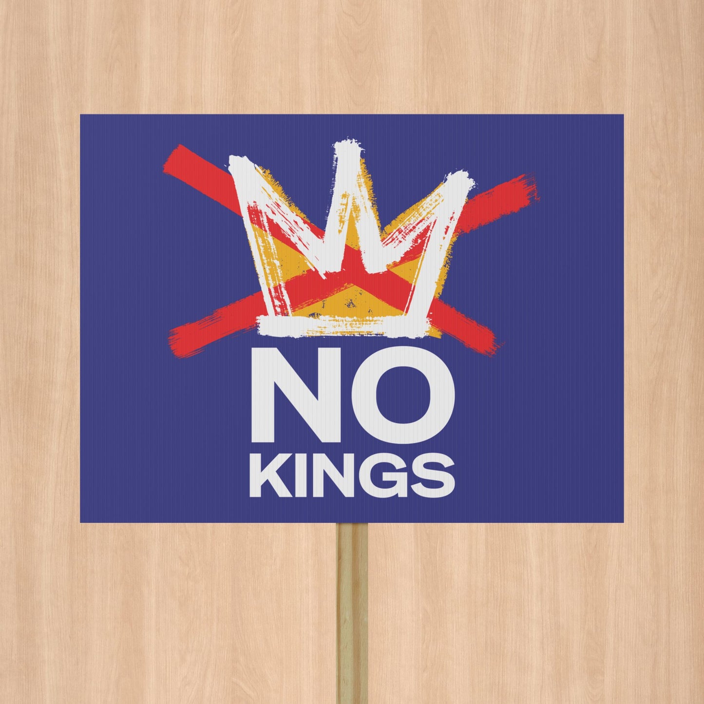 No Kings Blue Protest Sign