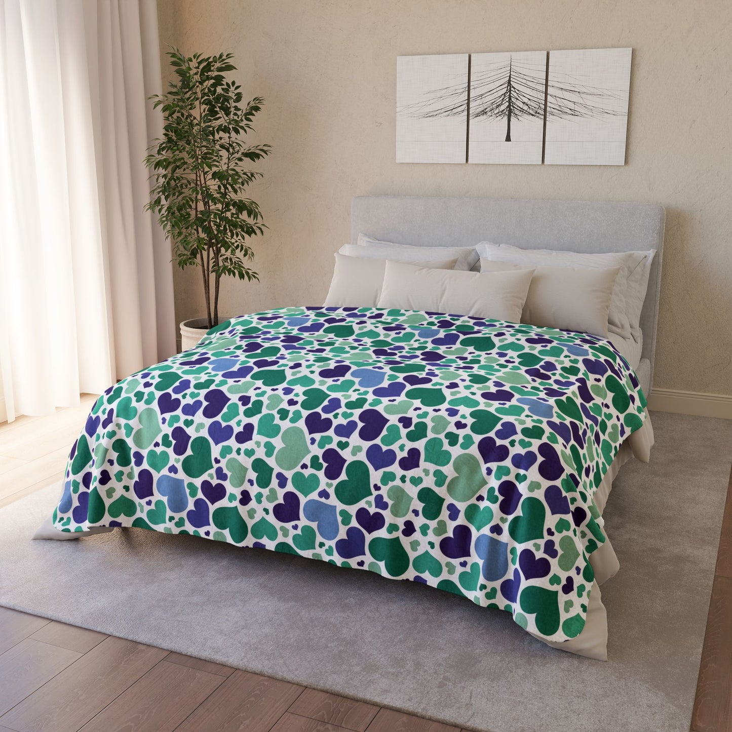 Gay Men Pride Valentine’s Day Hearts Fleece Sherpa Blanket