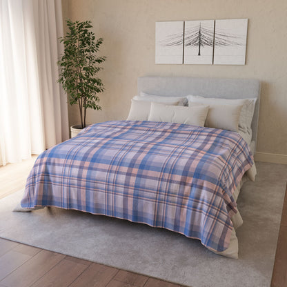 Winter Lavender Pastel Plaid Fleece Sherpa Blanket