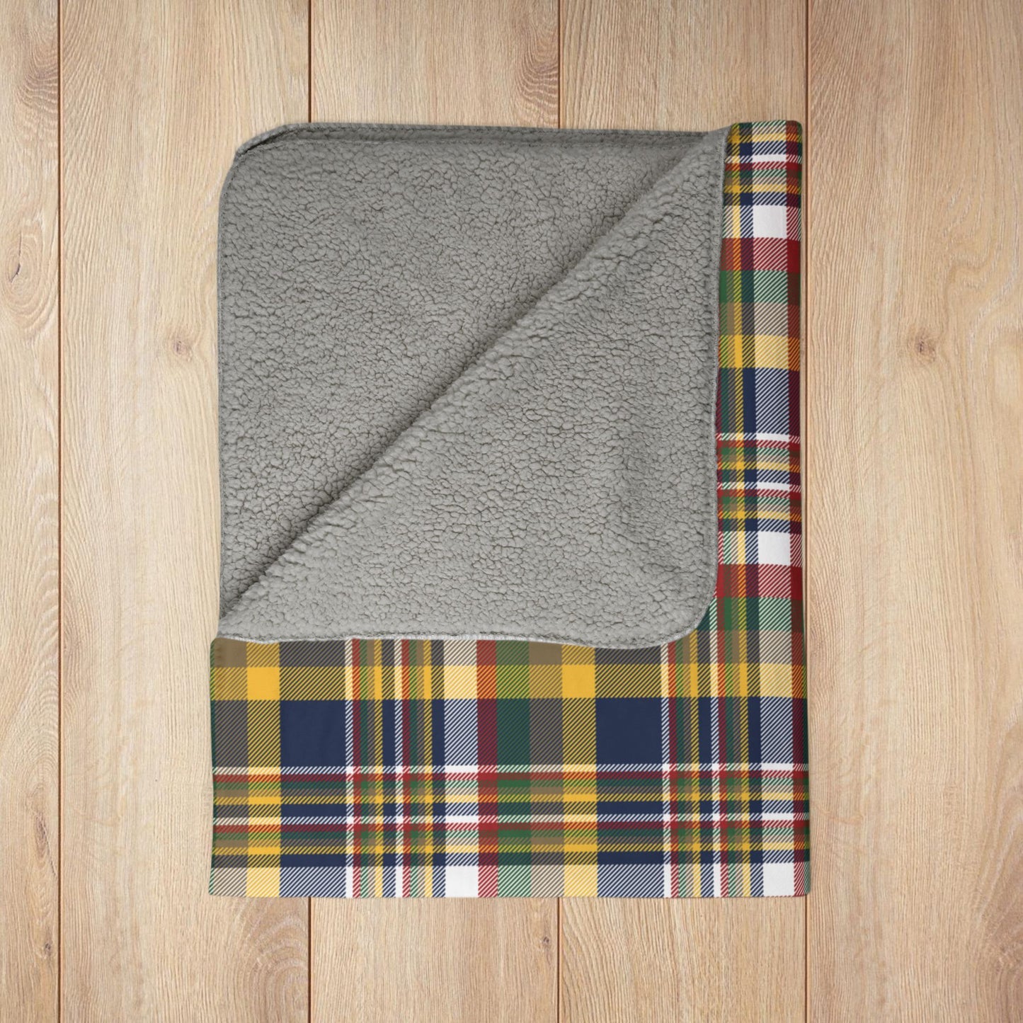 Christmas Blue & Yellow Plaid Milwaukee WI Fleece Sherpa Blanket