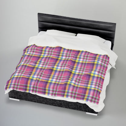 Bigender Yellow Pride Plaid Velveteen Plush Blanket