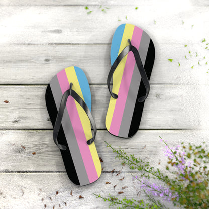 L Black sole Polygender Pride Flip Flops