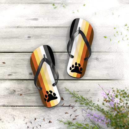 S Black sole Bear with Paw Pride Flip Flops