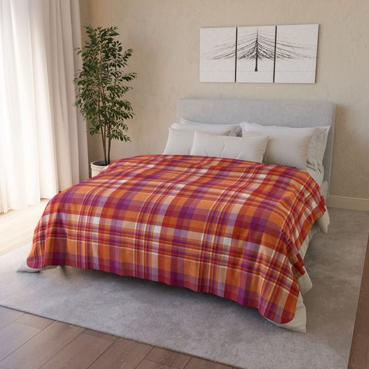 Lesbian Pride Plaid Fleece Sherpa Blanket