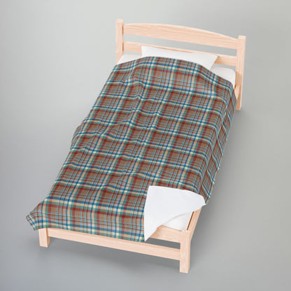 Brown, Red & Blue Aurora OH Plaid Velveteen Plush Blanket